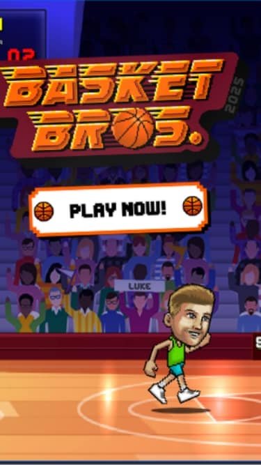 Basket Bros mobile gameplay on smartphone with touch controls